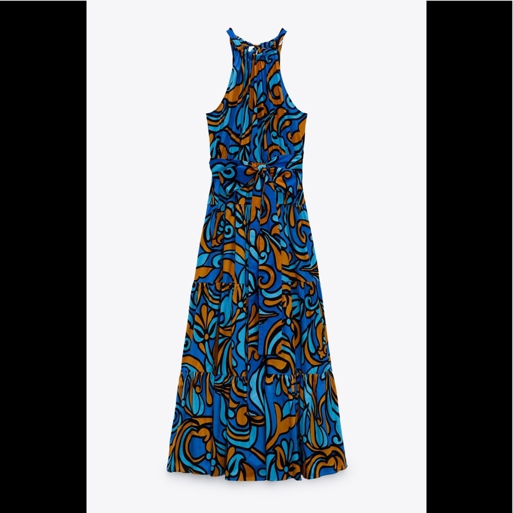 New Zara Maxi Dress Blue Orange - Picture 13 of 15